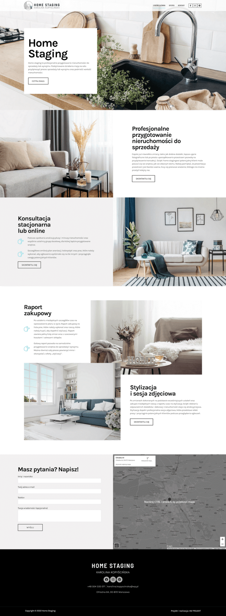 projekt strony home staging
