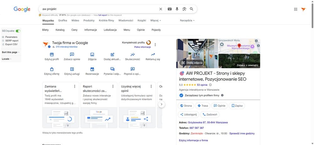 wizytówka Google Moja Firma