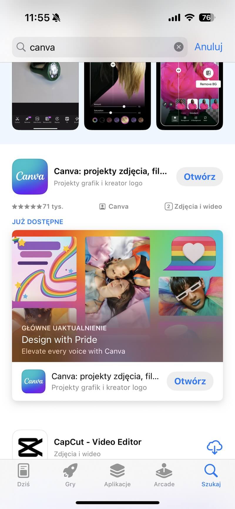 Canva - aplikacja mobilna