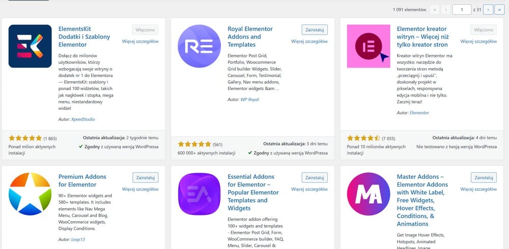 Elementor Addons – dodatkowe wtyczki i rozszerzenia