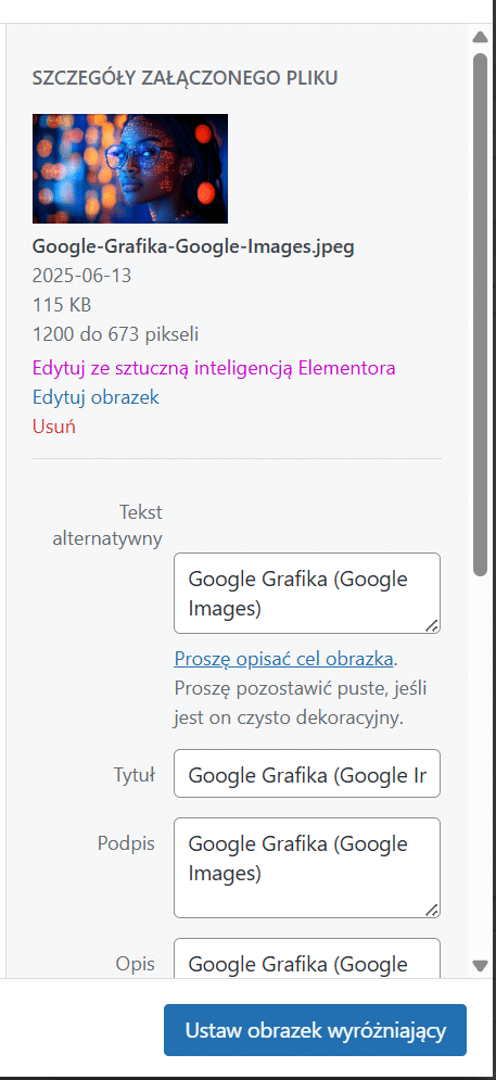 Optymalizacja obrazów pod SEO - przykład