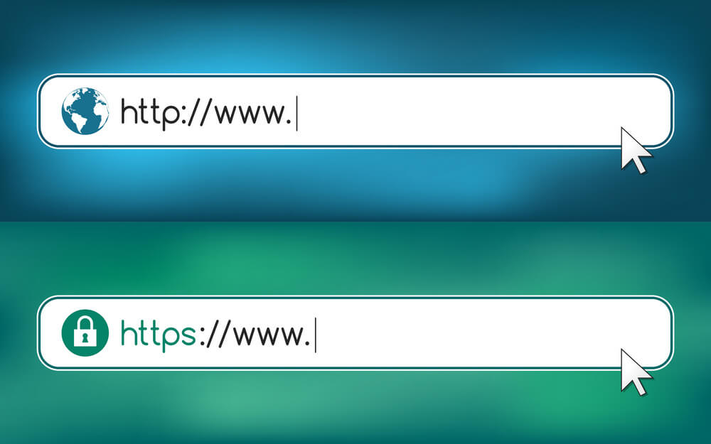 Pasek adresu i nawigacji ze znakiem http i https