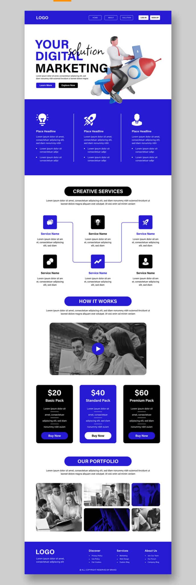 Przykład szablonu strony landing page
