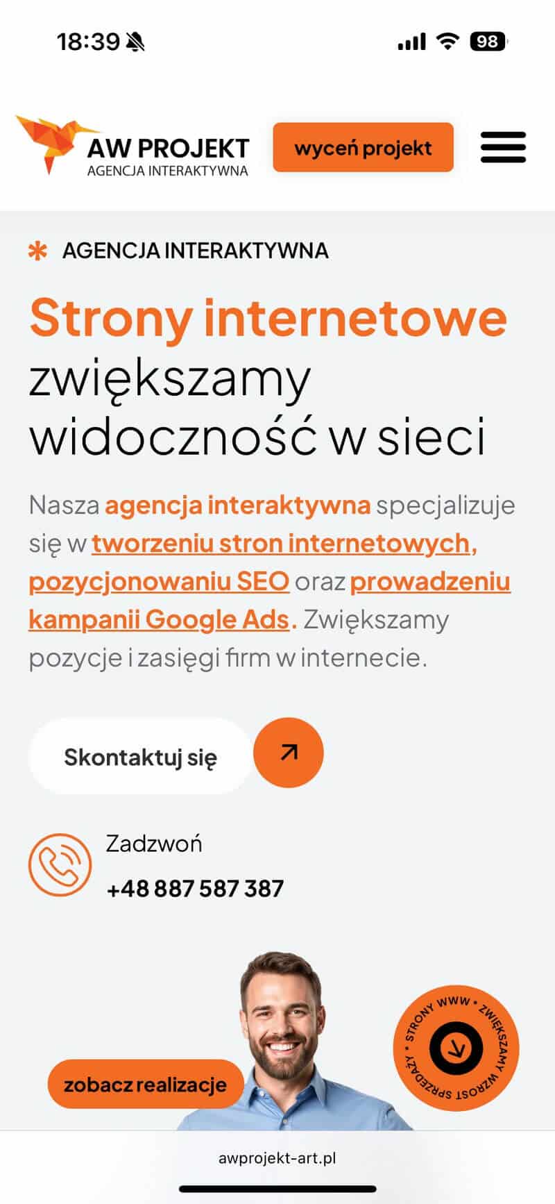 Przykładowa strona responsywna dostosowana do smartfonów