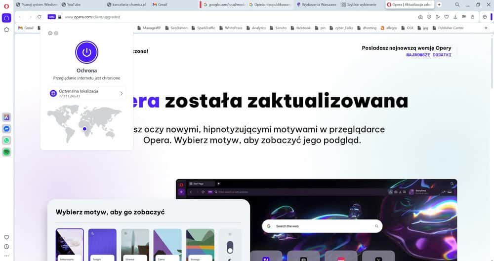 VPN jako rozszerzenie przeglądarki Opera