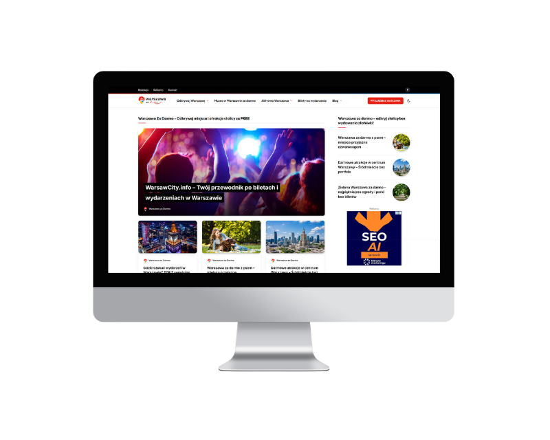 Wykonanie serwisu internetowego WarszawZaDarmo.pl